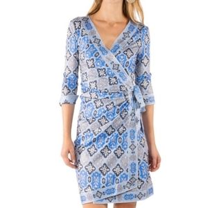 Gretchen Scott Haveli Blue Floral Wrap Dress Xs